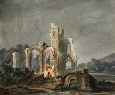 Night Landscape with Gothic Ruins by Lluís Rigalt